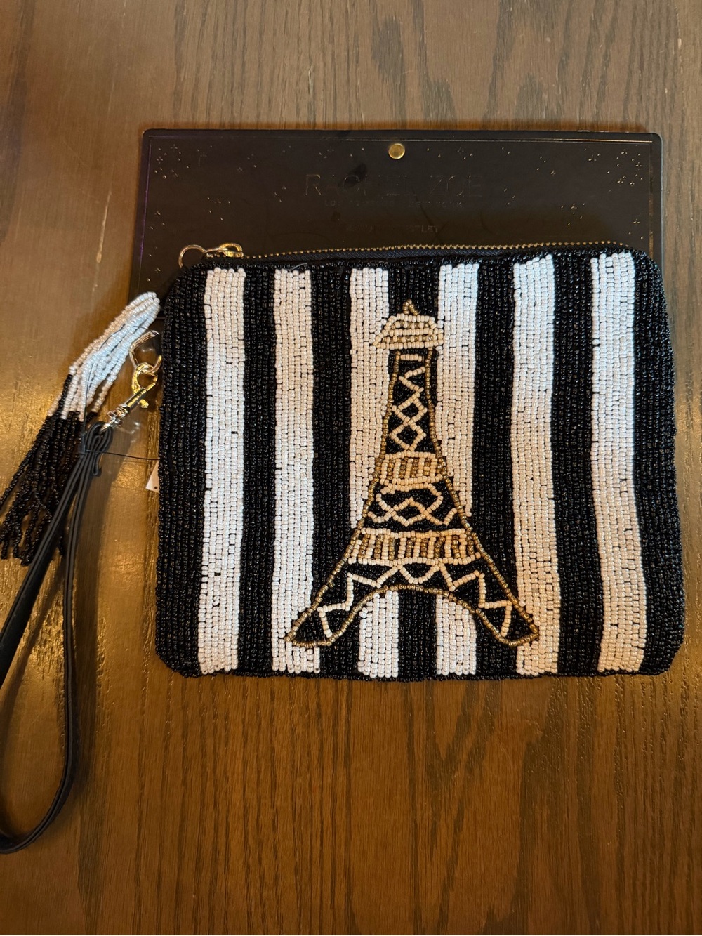 VIRAL Rachel Zoe Beaded Wristlet with Eiffel Tower Design